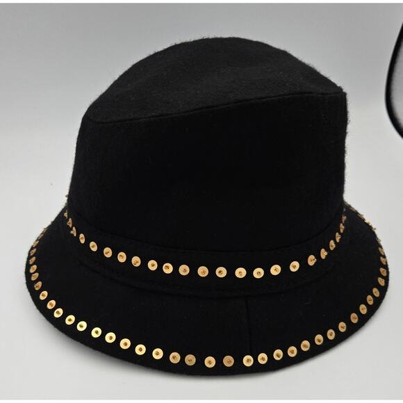 Vintage Sierra Accessories Ladies Black Bucket Hat w/ Gold Tone Sequins & Beads - Picture 2 of 7